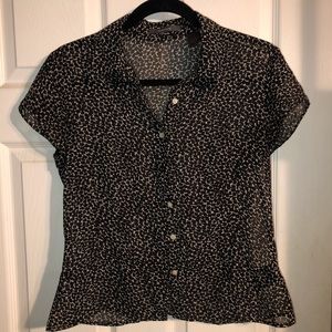 LIZ CLAIBORNE SHEER BUTTON UP BLOUSE TOP